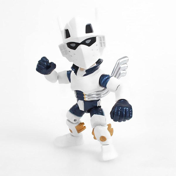 Figura del ánime My Hero Academia con la imágen de Tenya Iida con su versión enmascarada, con. su armadura blanca tipo robot,  su tamaño aproximado es de 8 cm, viene en caja de cartón con ventana.